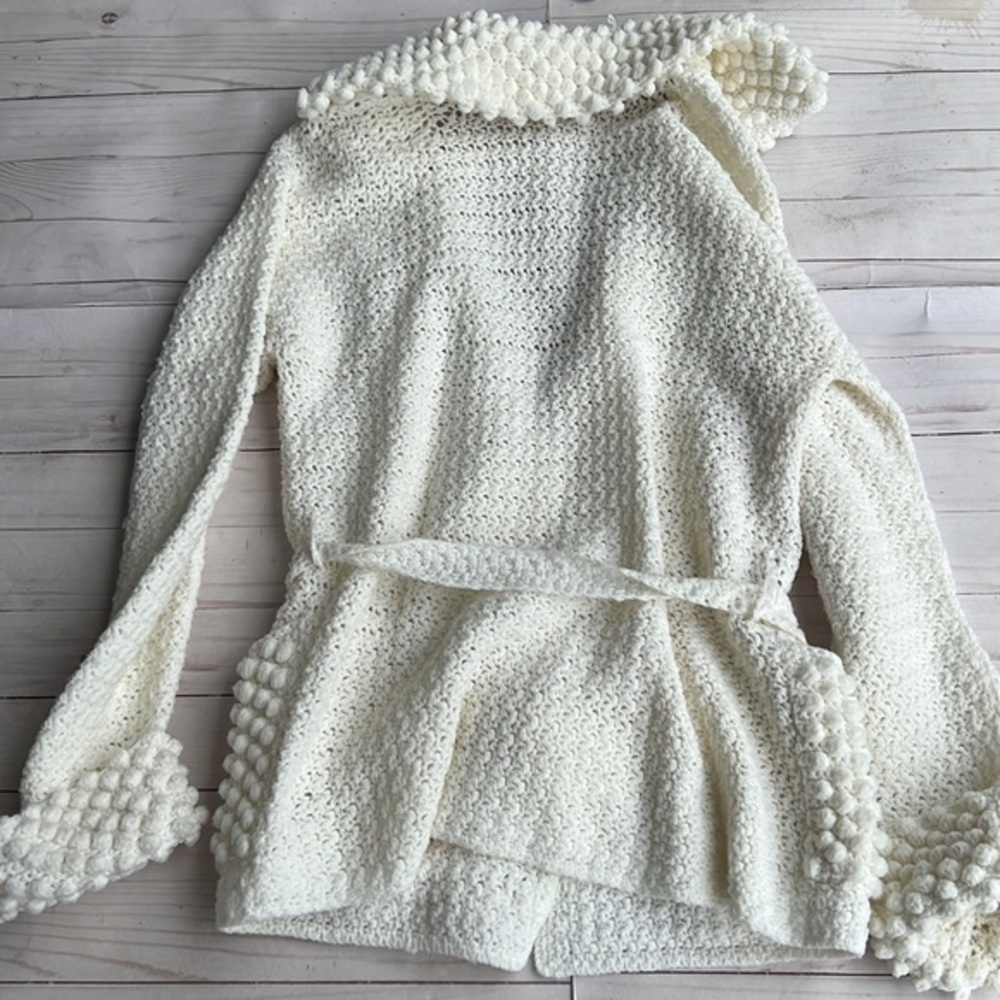 Handmade Cardigan Sweater Size S/M White Coastal‎ Grandma - Picture 6 of 6